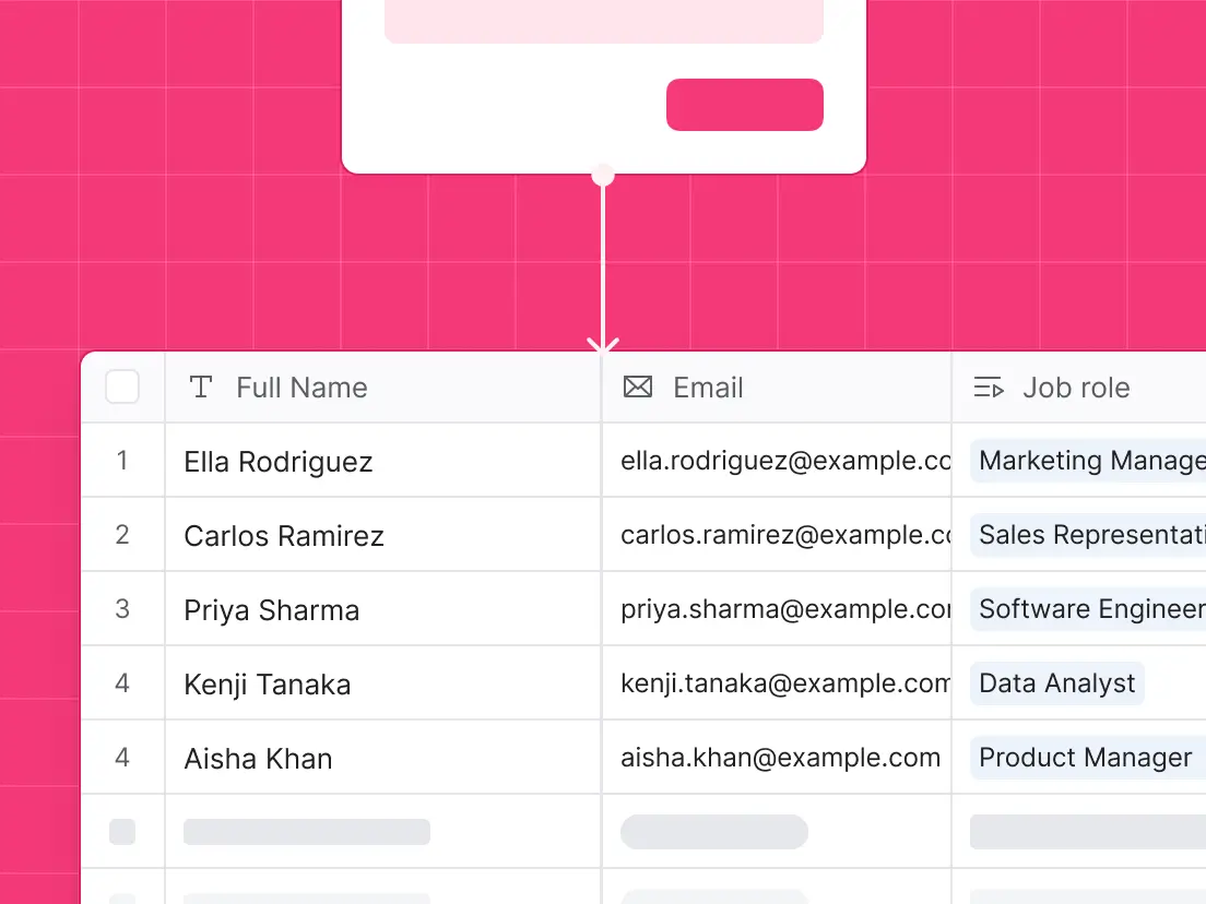 Softr form submission feeding a Softr Database to store collected data