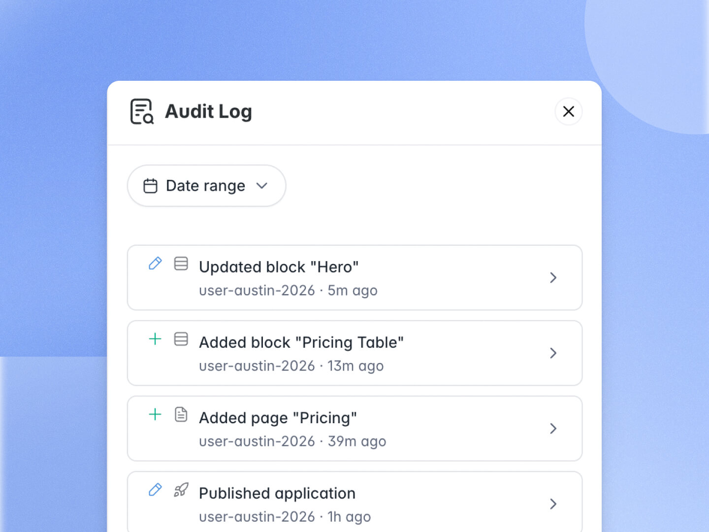Application audit log