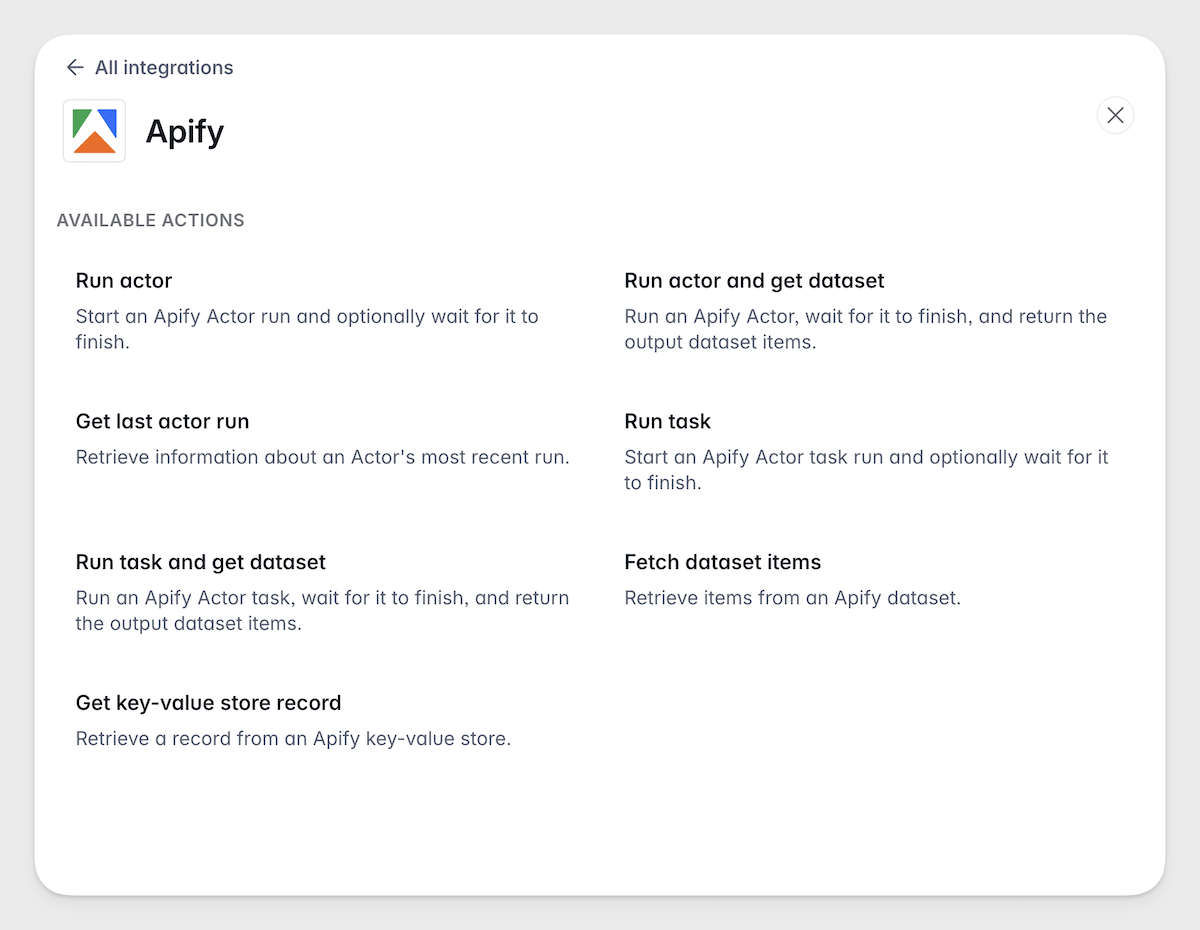 Workflows integration: Apify