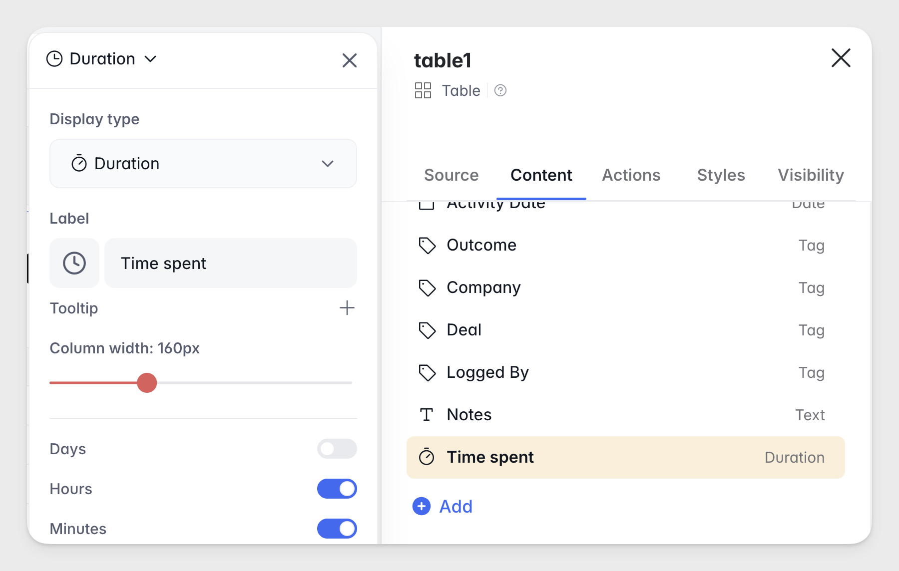 Duration field in apps