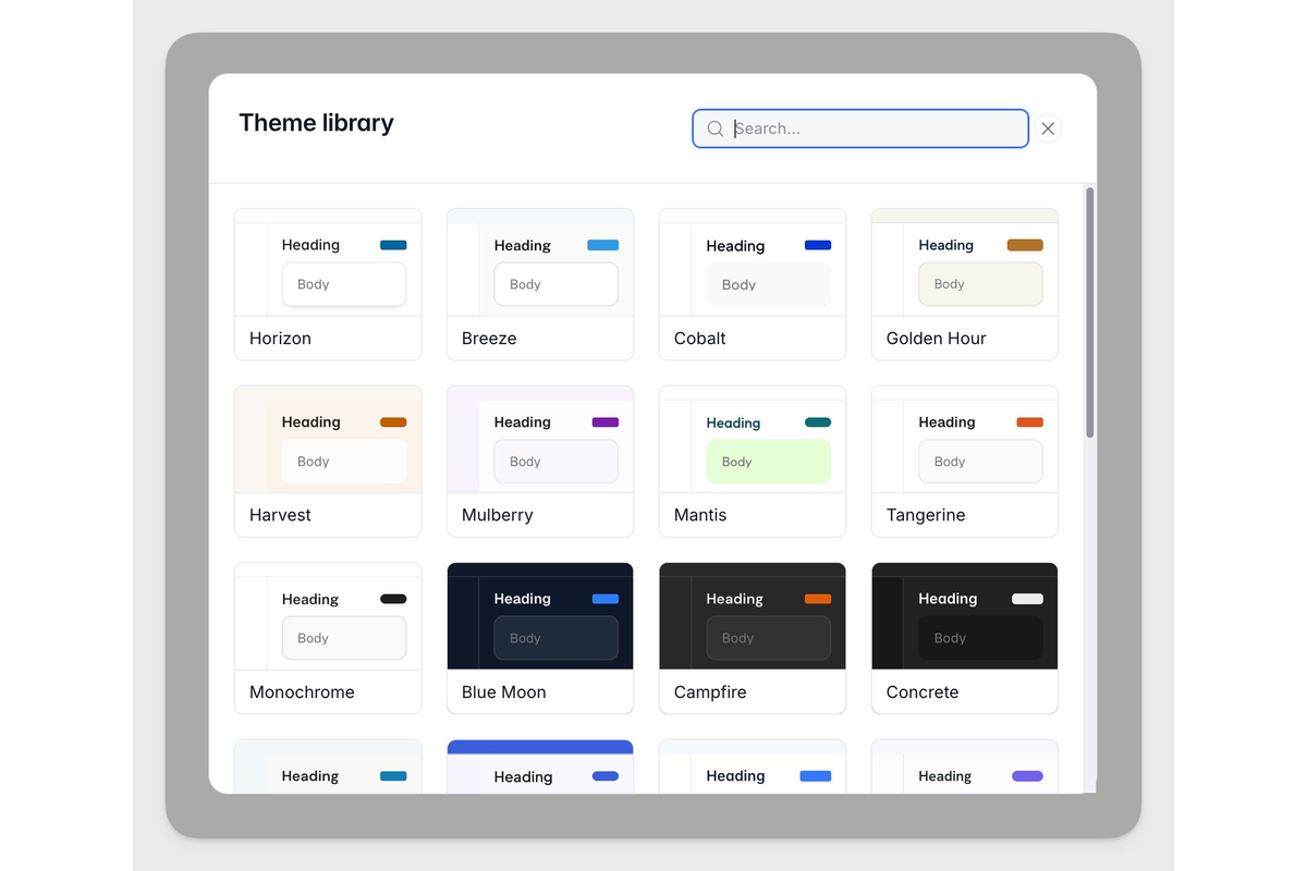 Theme library for apps