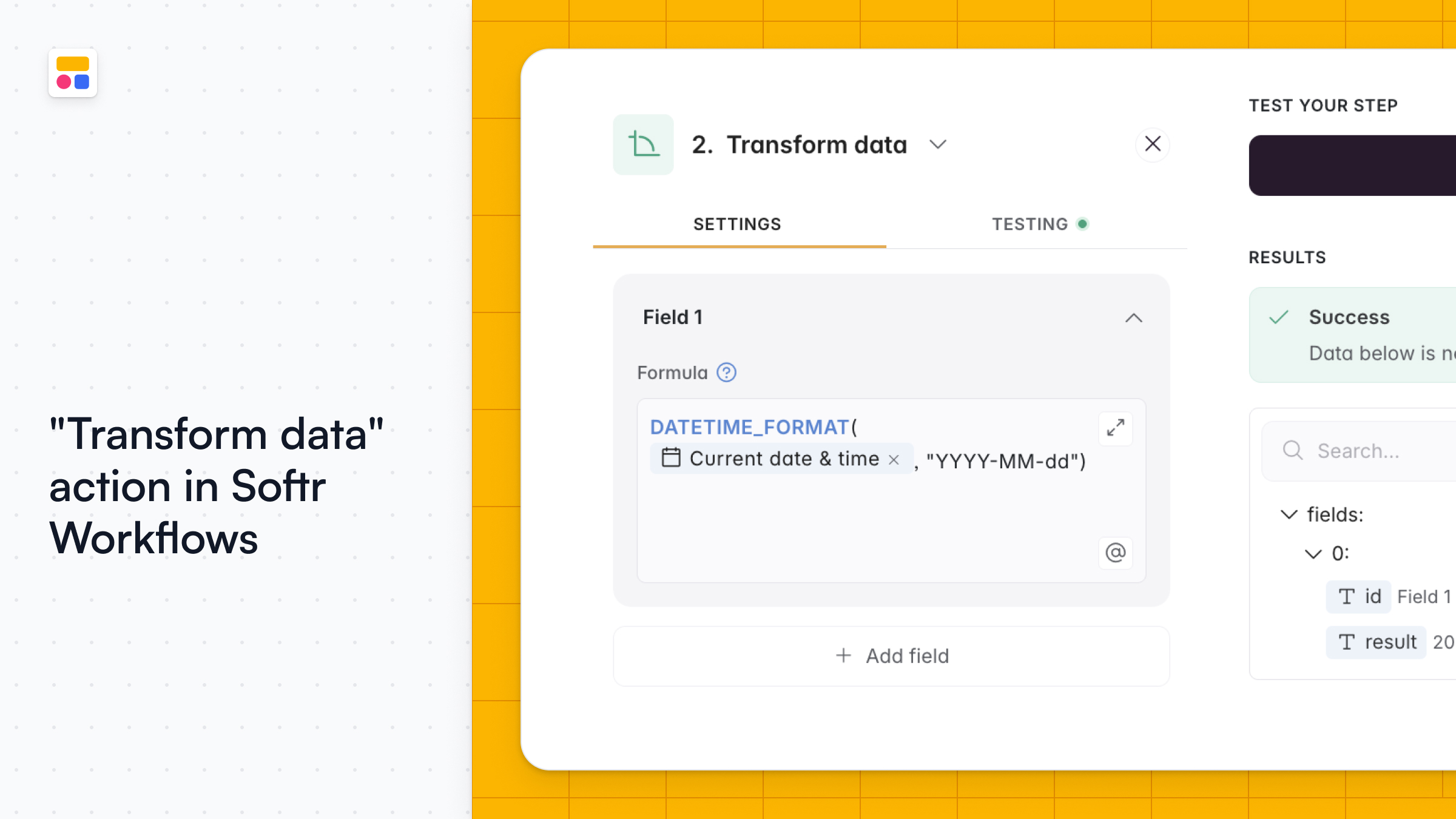 "Transform data" action in Workflows