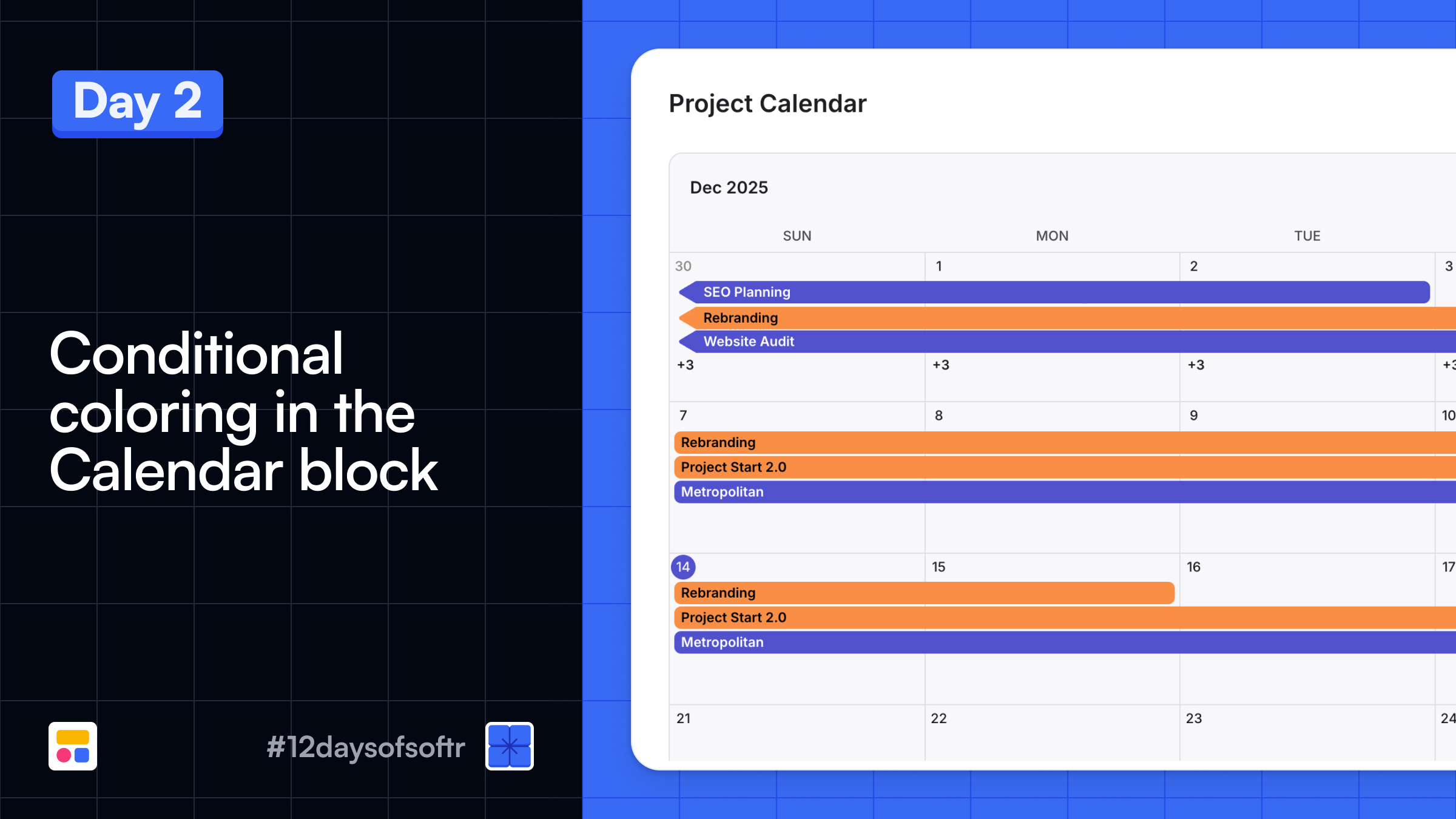 Conditional coloring in Calendar block