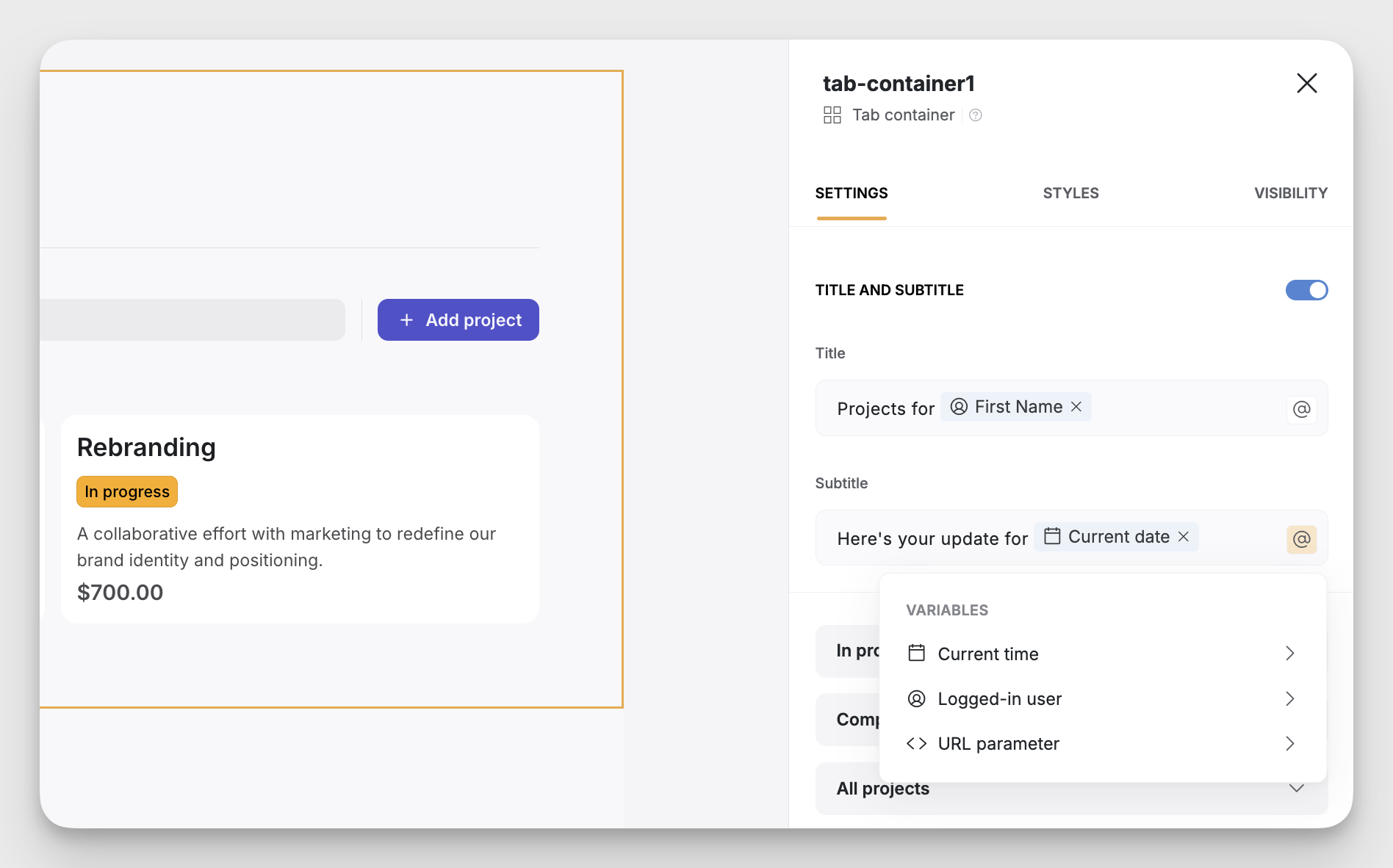 Add dynamic data in static text