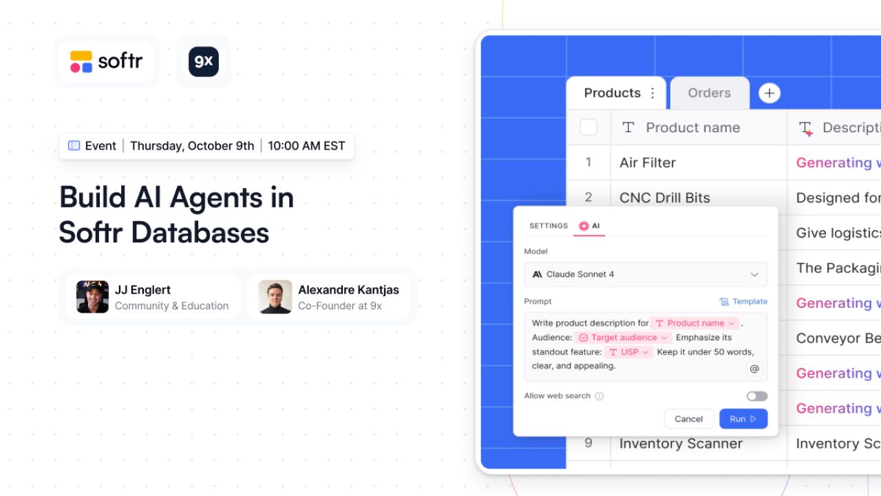 Event: AI Agents in Softr Databases