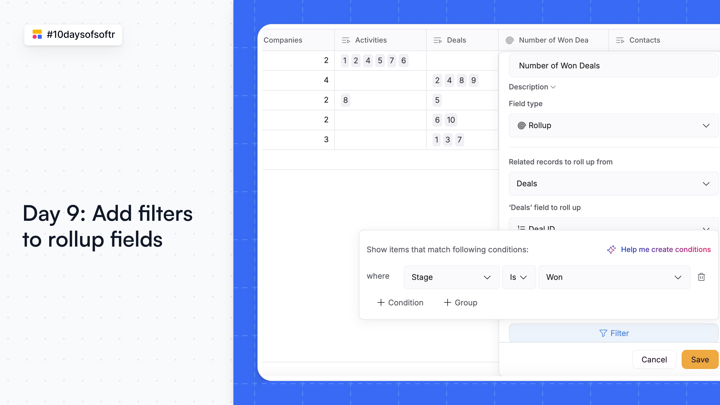 Add filters to rollup fields