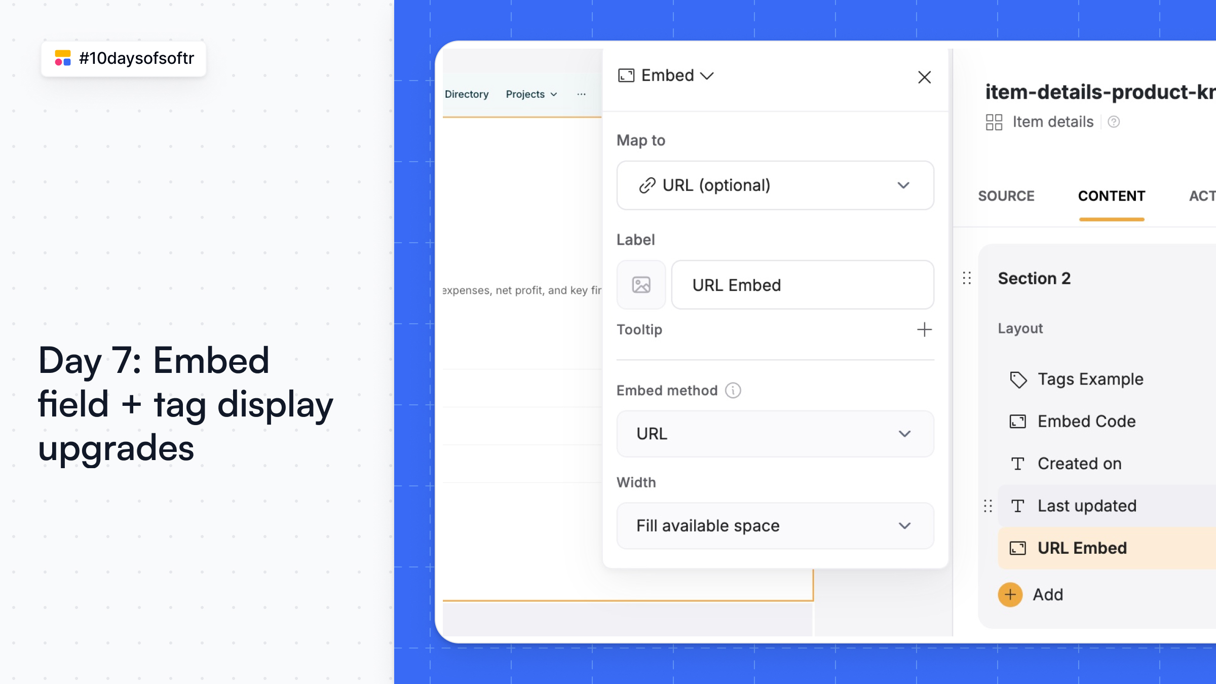 Embed field and tag display upgrades
