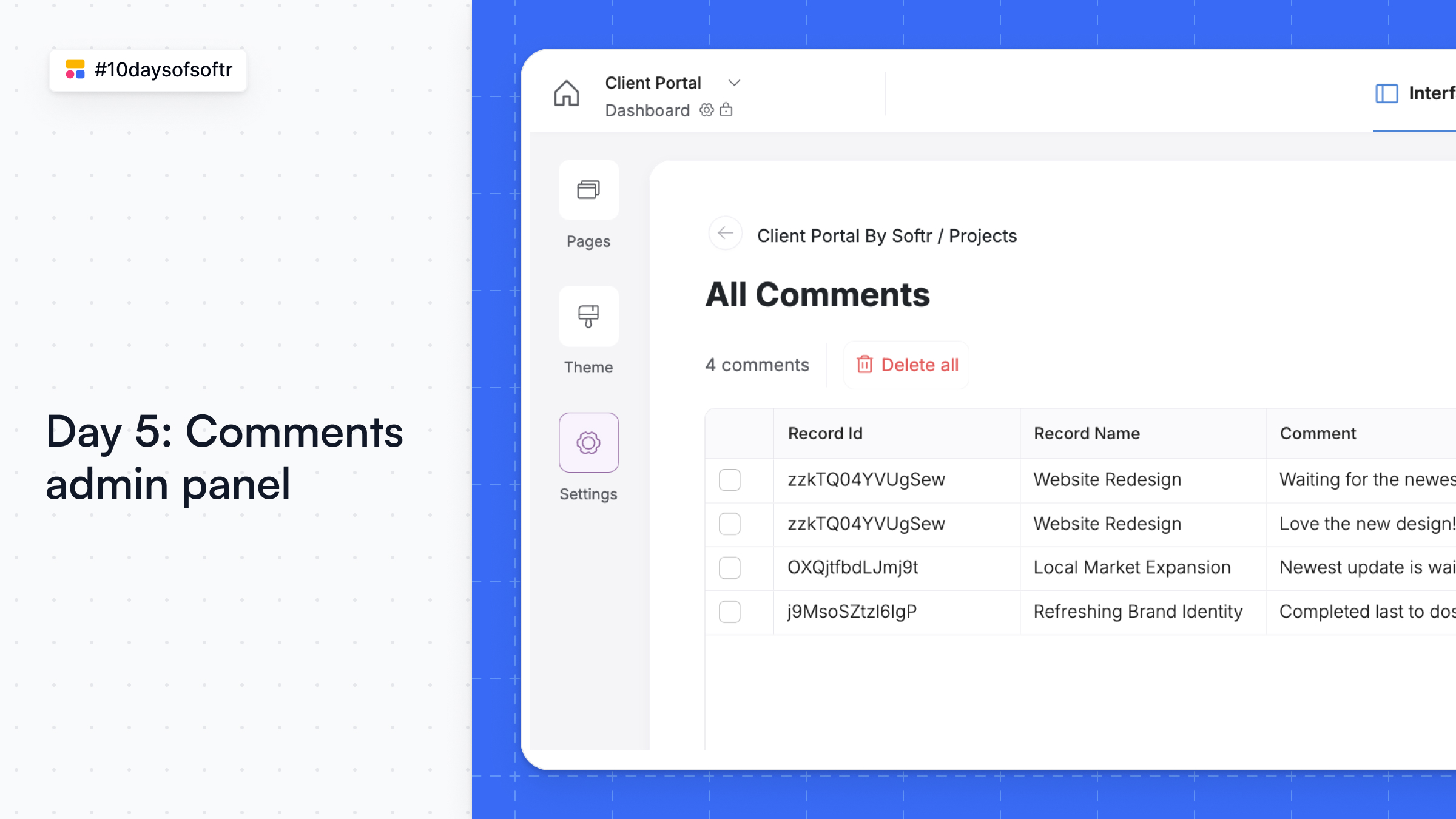Comments Admin Panel