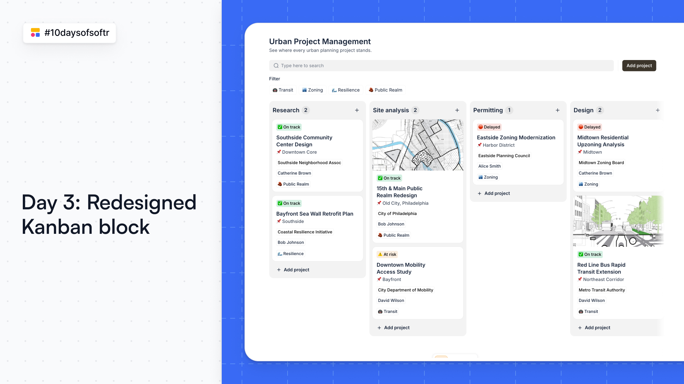 Redesigned Kanban block