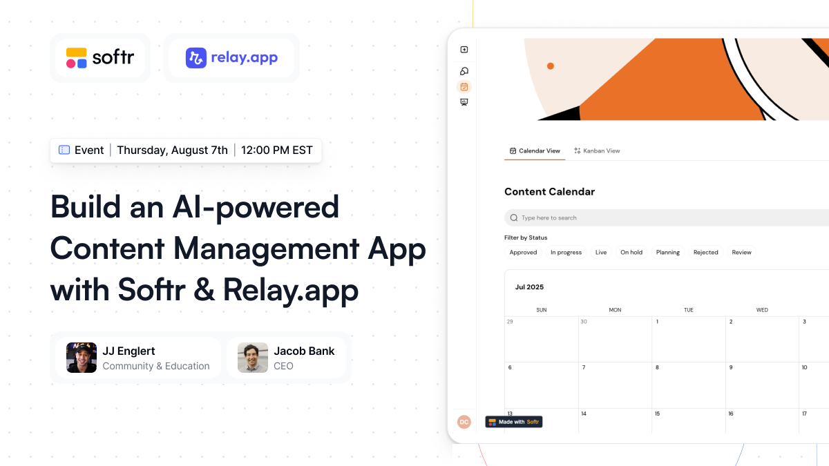 Event: Build an AI-Powered Content Calendar with Softr & Relay.app