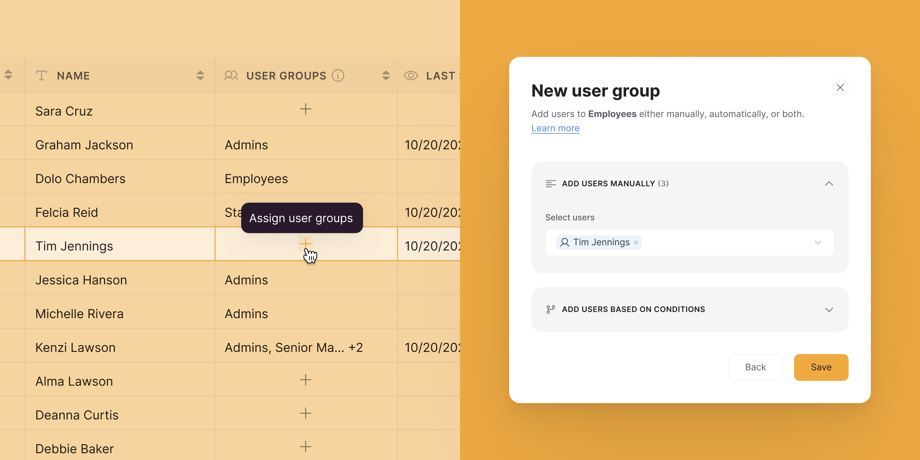 User groups simple mode