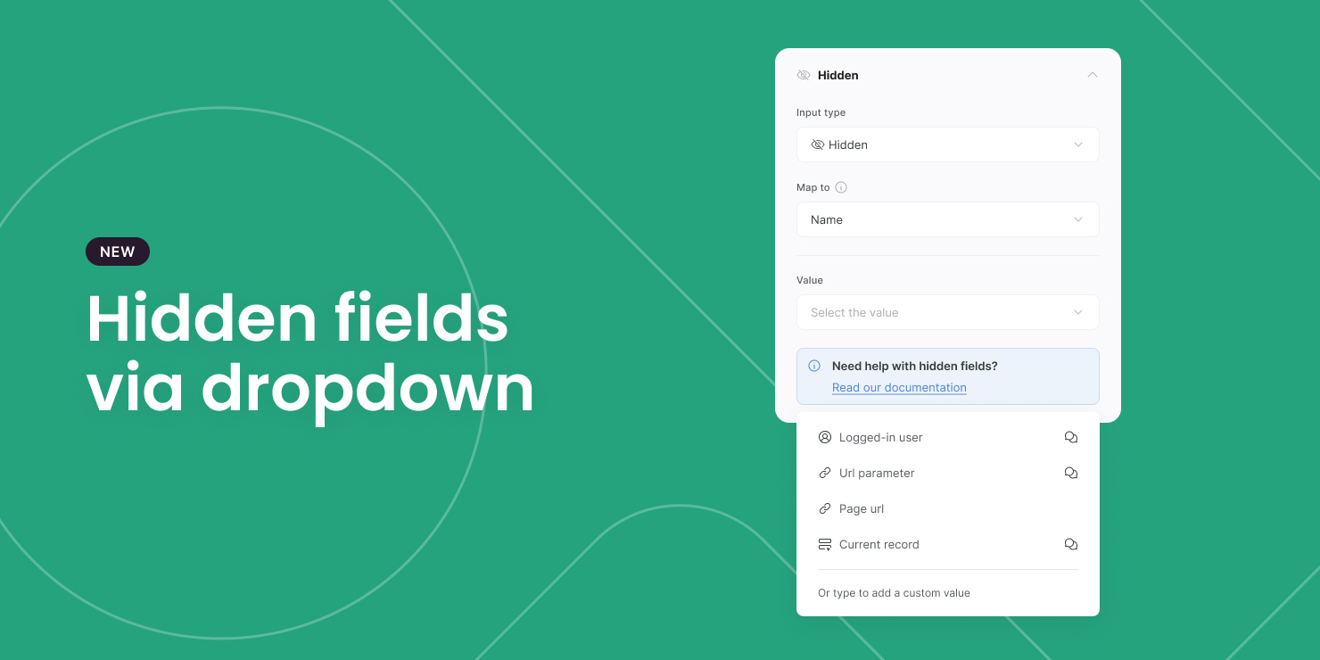 Hidden fields via dropdown