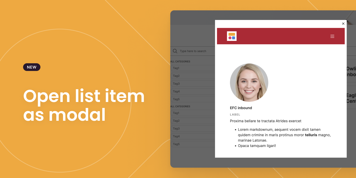 Open list item as a modal