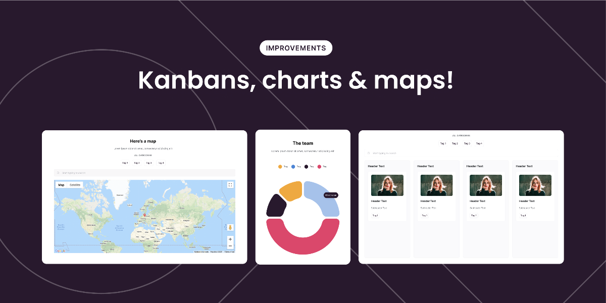 Kanban / Charts / Maps restyling
