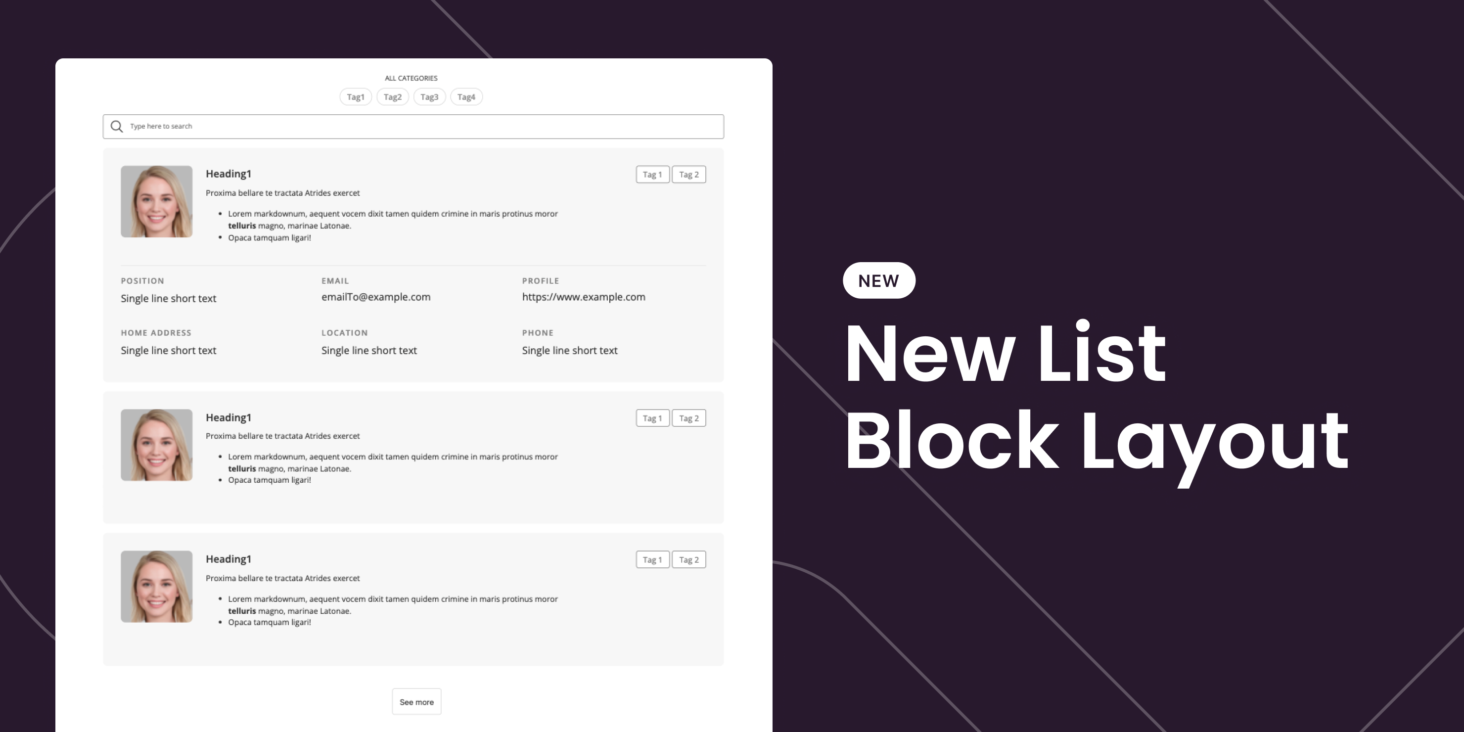 New List Block Layout