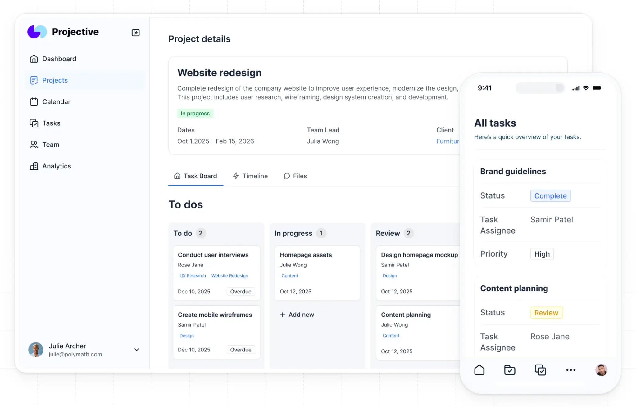 Softr project management displaying dashboard