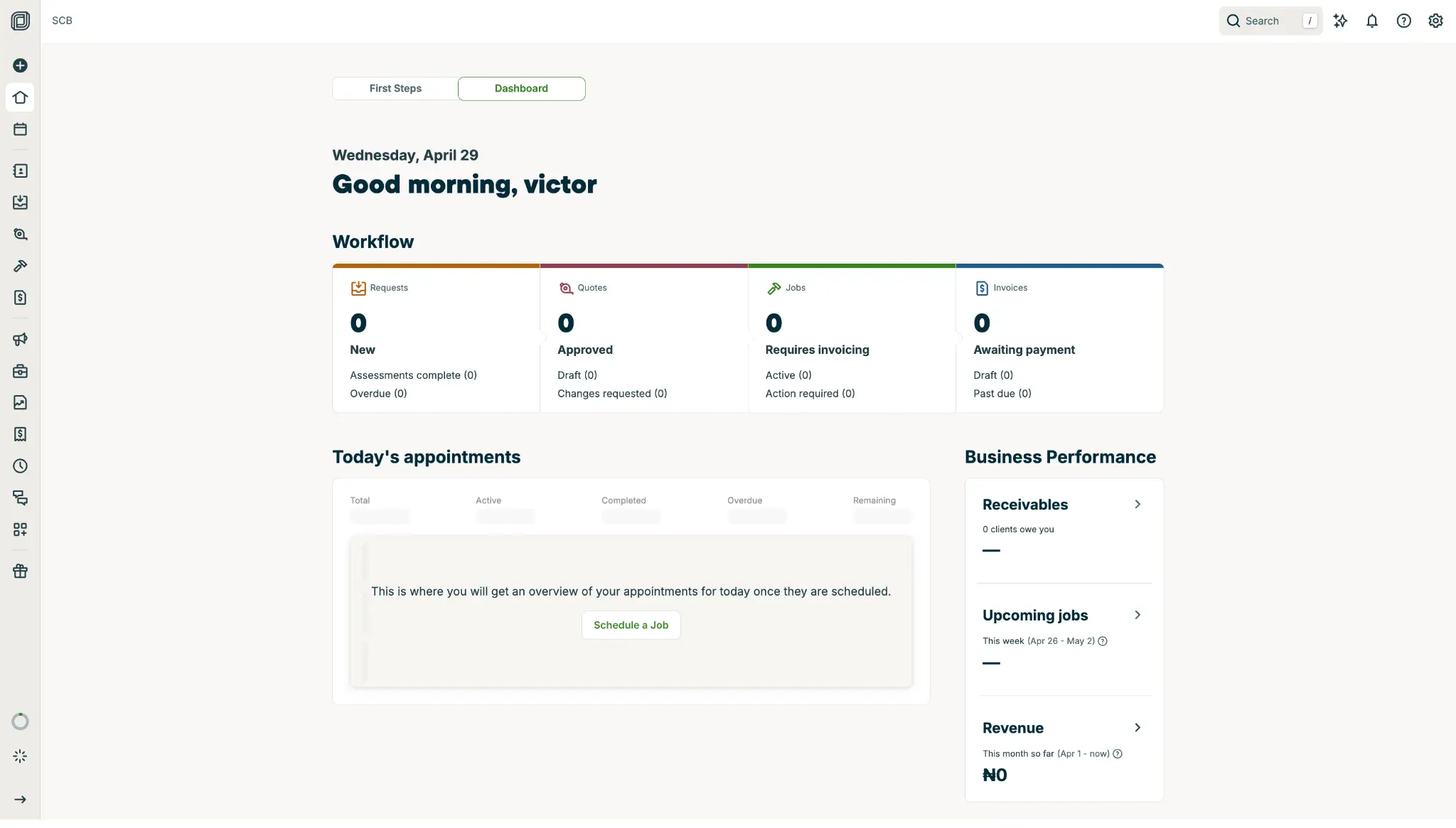 Jobber dashboard