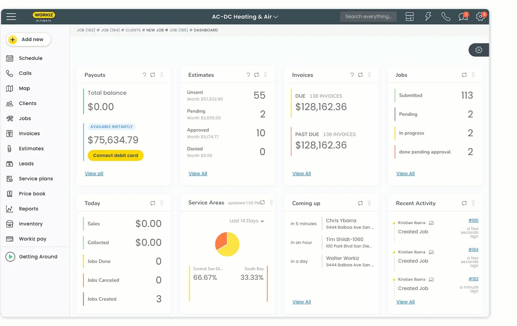 Workiz dashboard