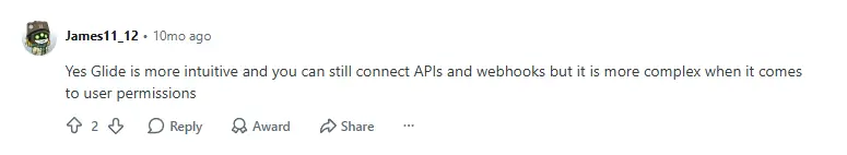 Glide user complains about Glide vs Bubble challenges