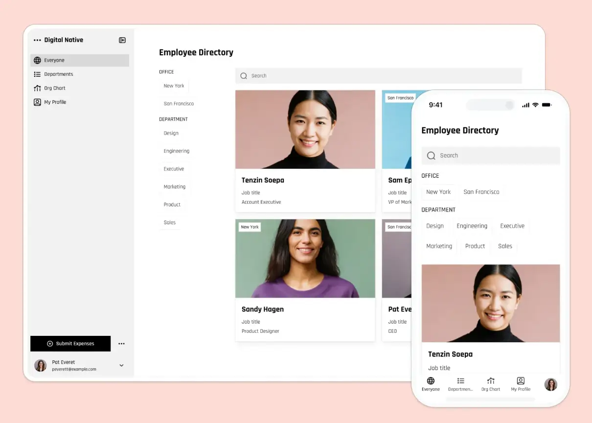 Softr employee directory showcasing team members