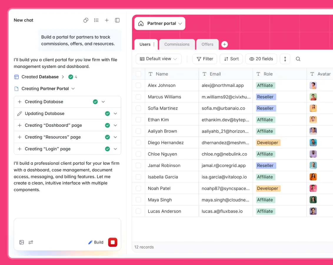 Softr databases being generated by AI Co-Builder