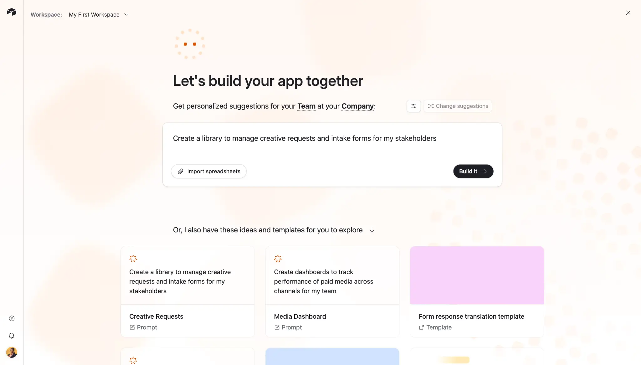 Airtable workspace app building