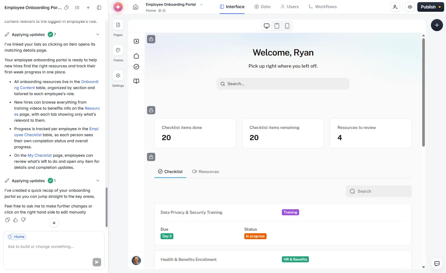 Softr AI app builder in action 