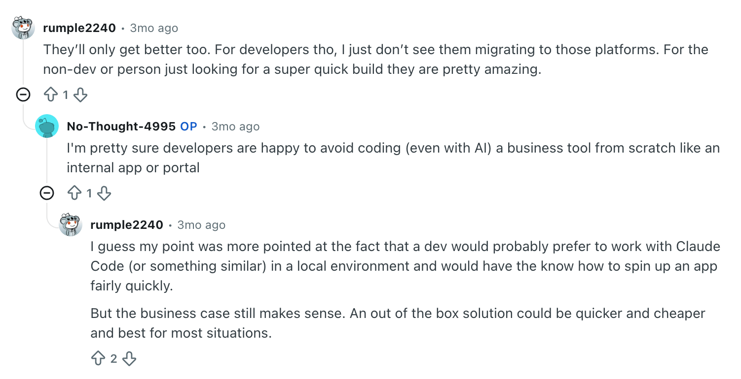 Softr discussion on Reddit
