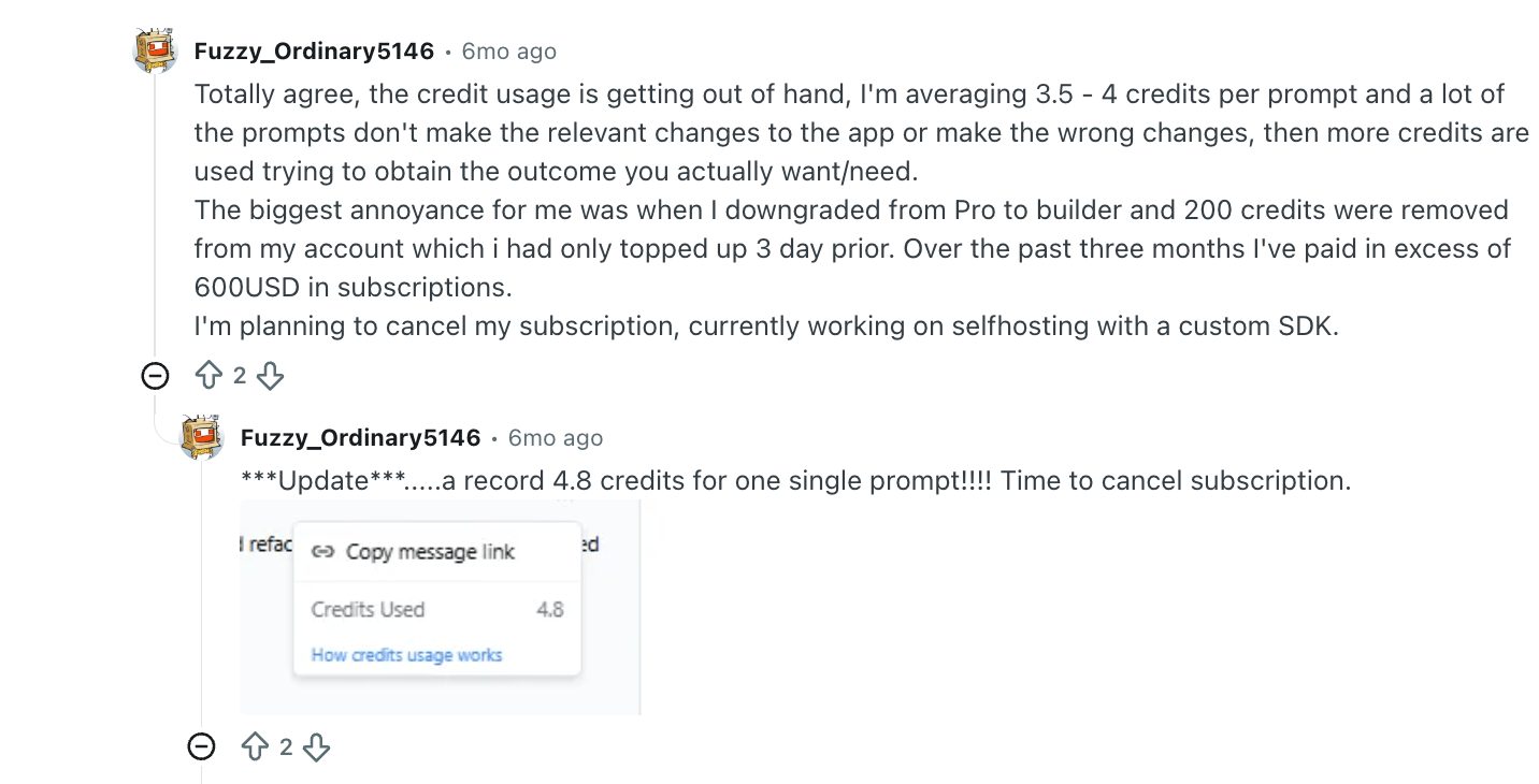 Reddit users commenting on Base44