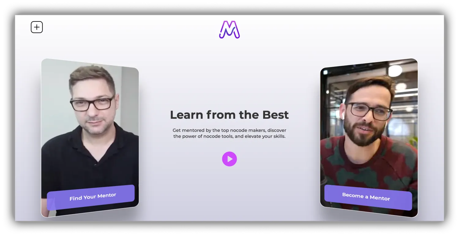 No Code Mentors one-on-one coaching platform homepage