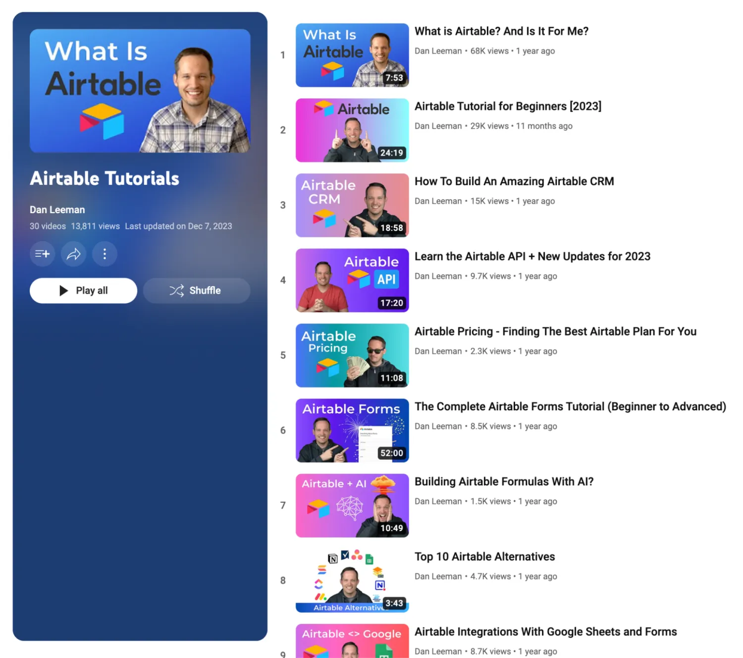 Airtable Tutorials by Dan Leeman