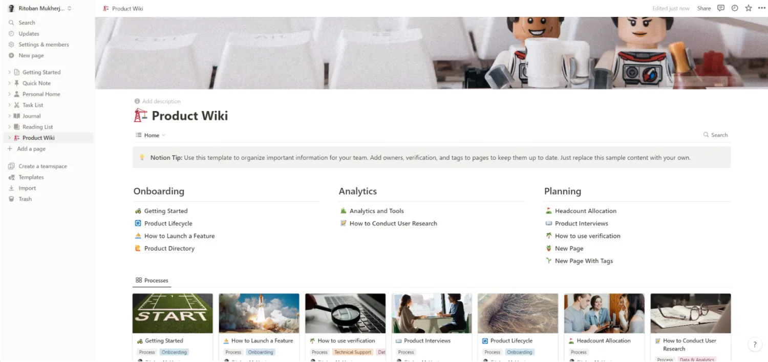 Notion landing page