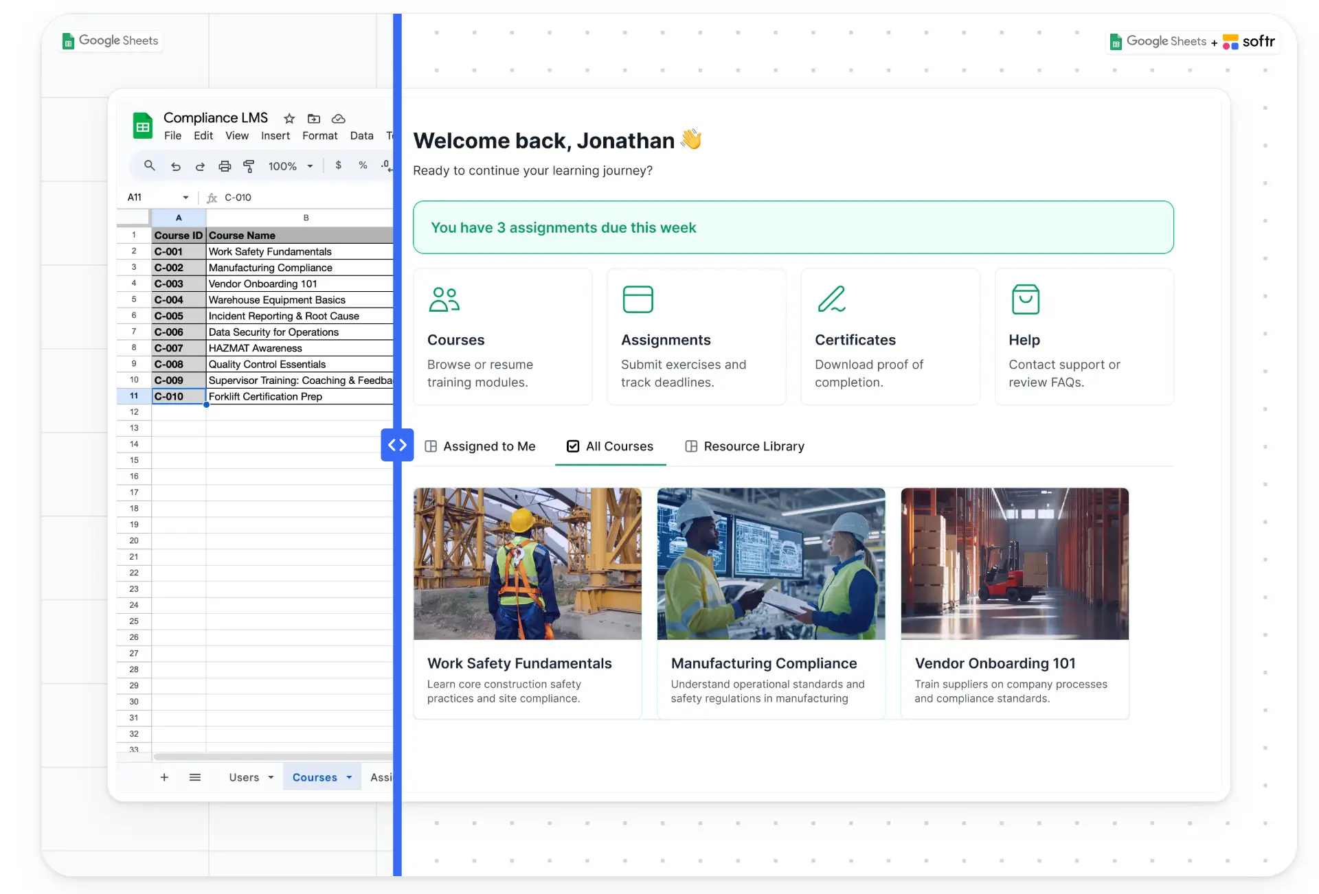Google Sheets Softr integration
