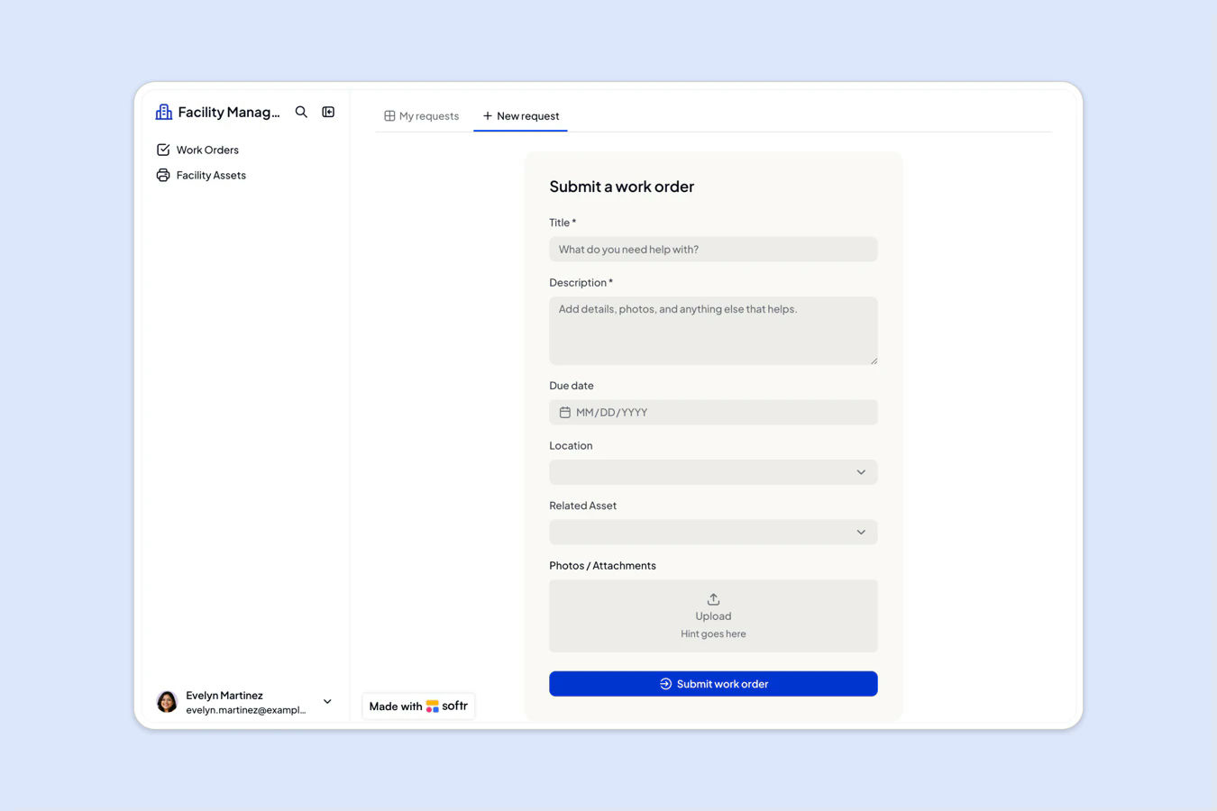 Asset registry in the Facility Management app