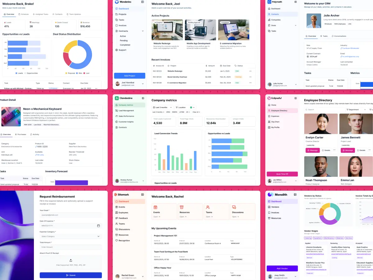 Softr's many different custom apps you can build with the AI Co-Builder