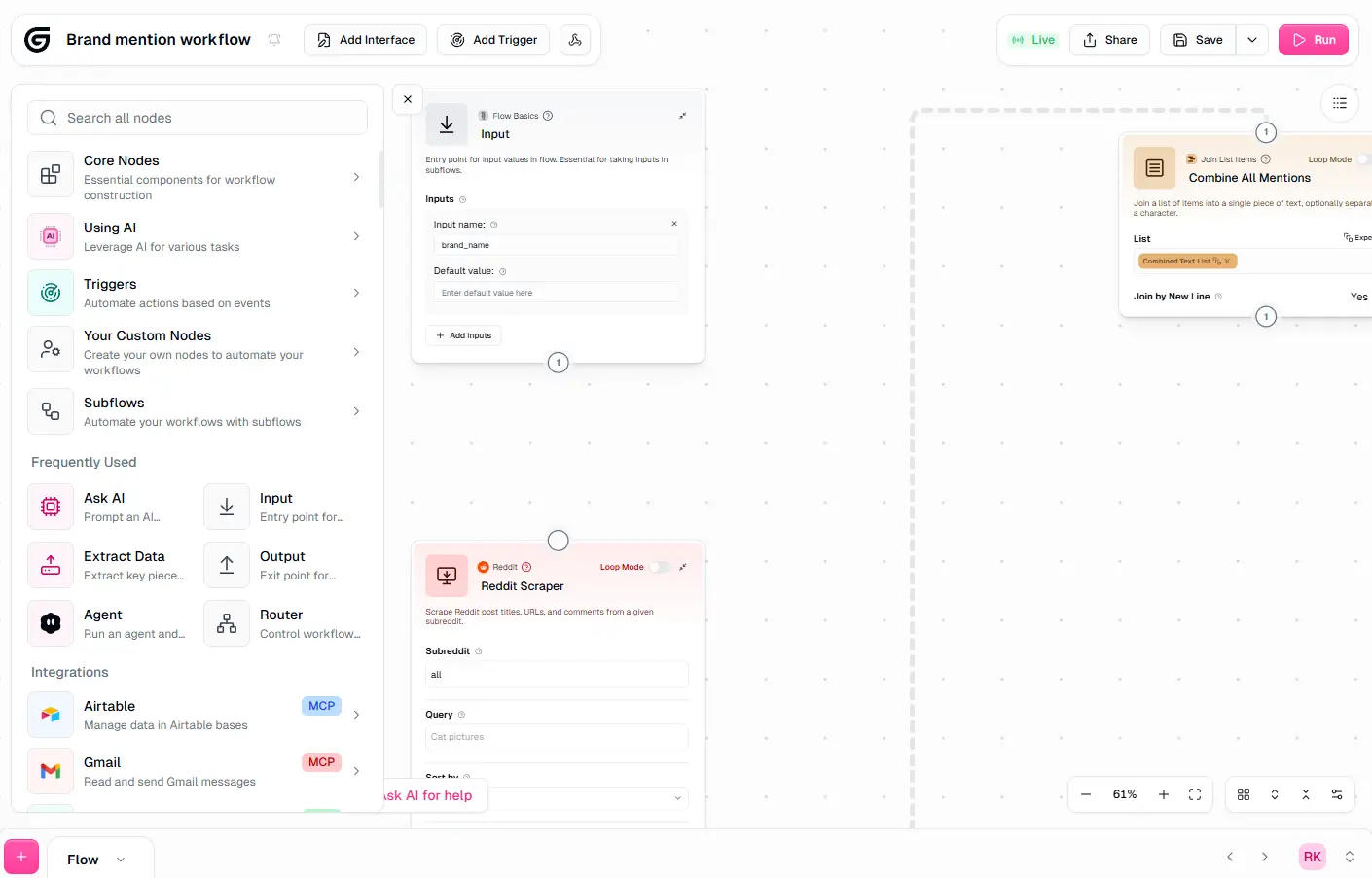 Gumloop's example of workflow in action