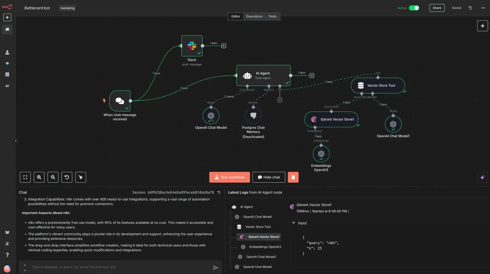 n8n's workflow builder at play