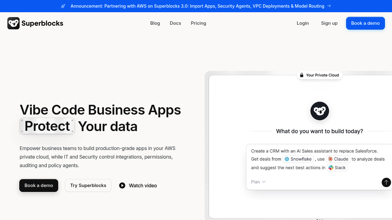 Screenshot of https://superblocks.com
