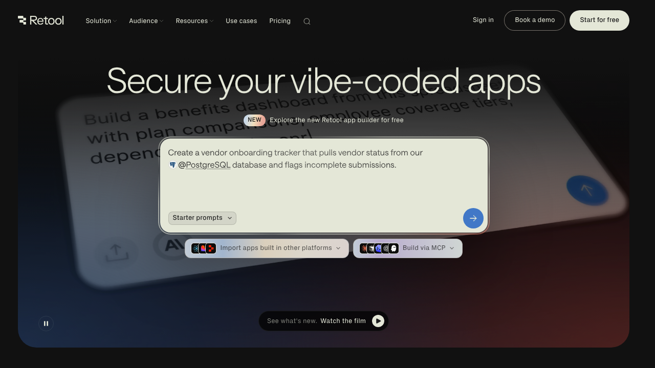 Screenshot of https://retool.com
