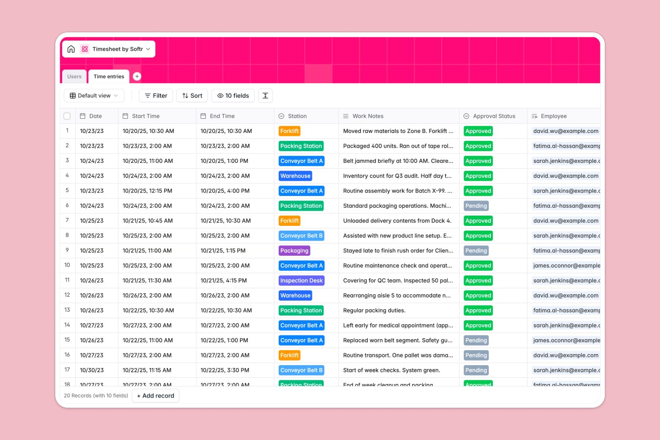 timesheet database