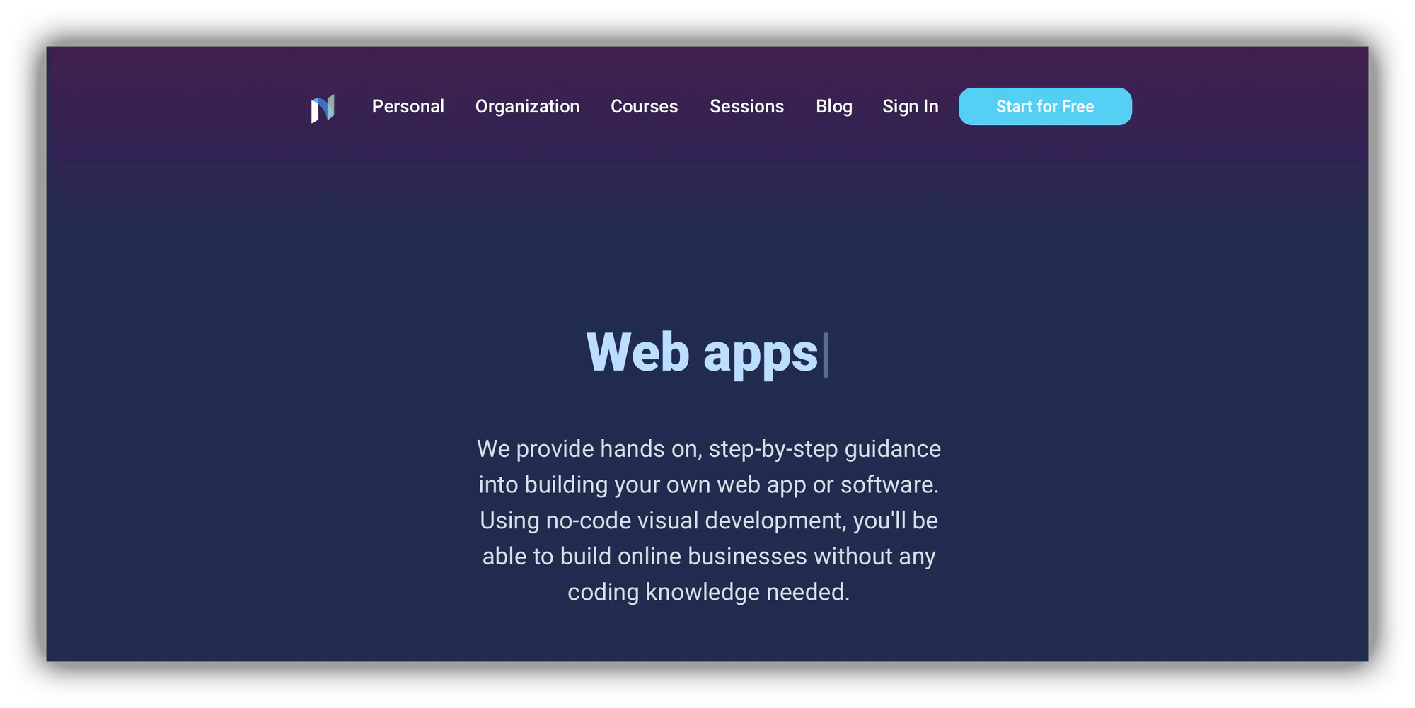 Nocodify step-by-step no-code courses homepage