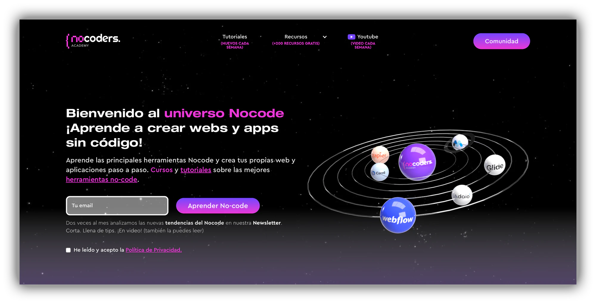 Nocoders Academy learning platform with free no-code resources