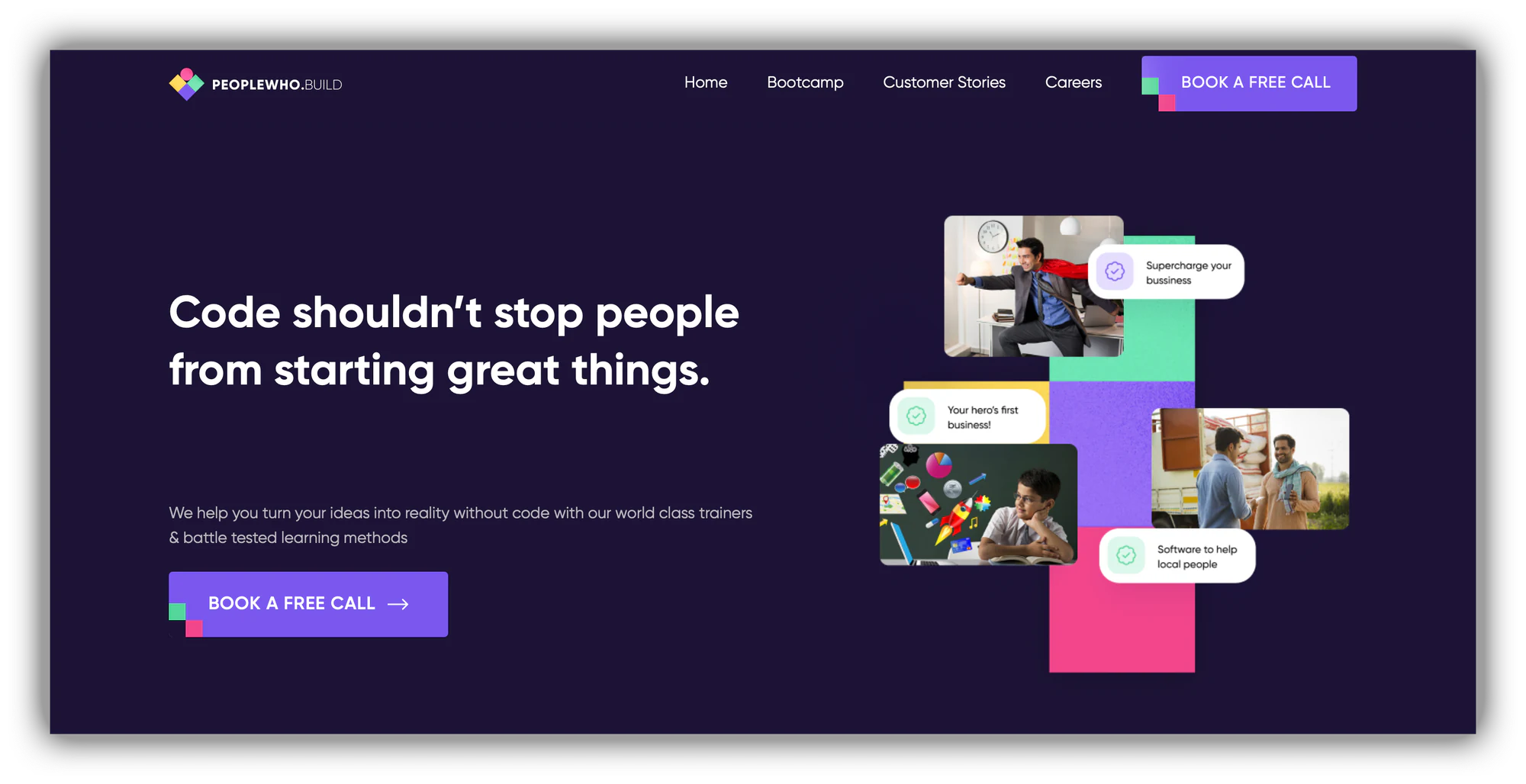 People Who Build no-code courses homepage