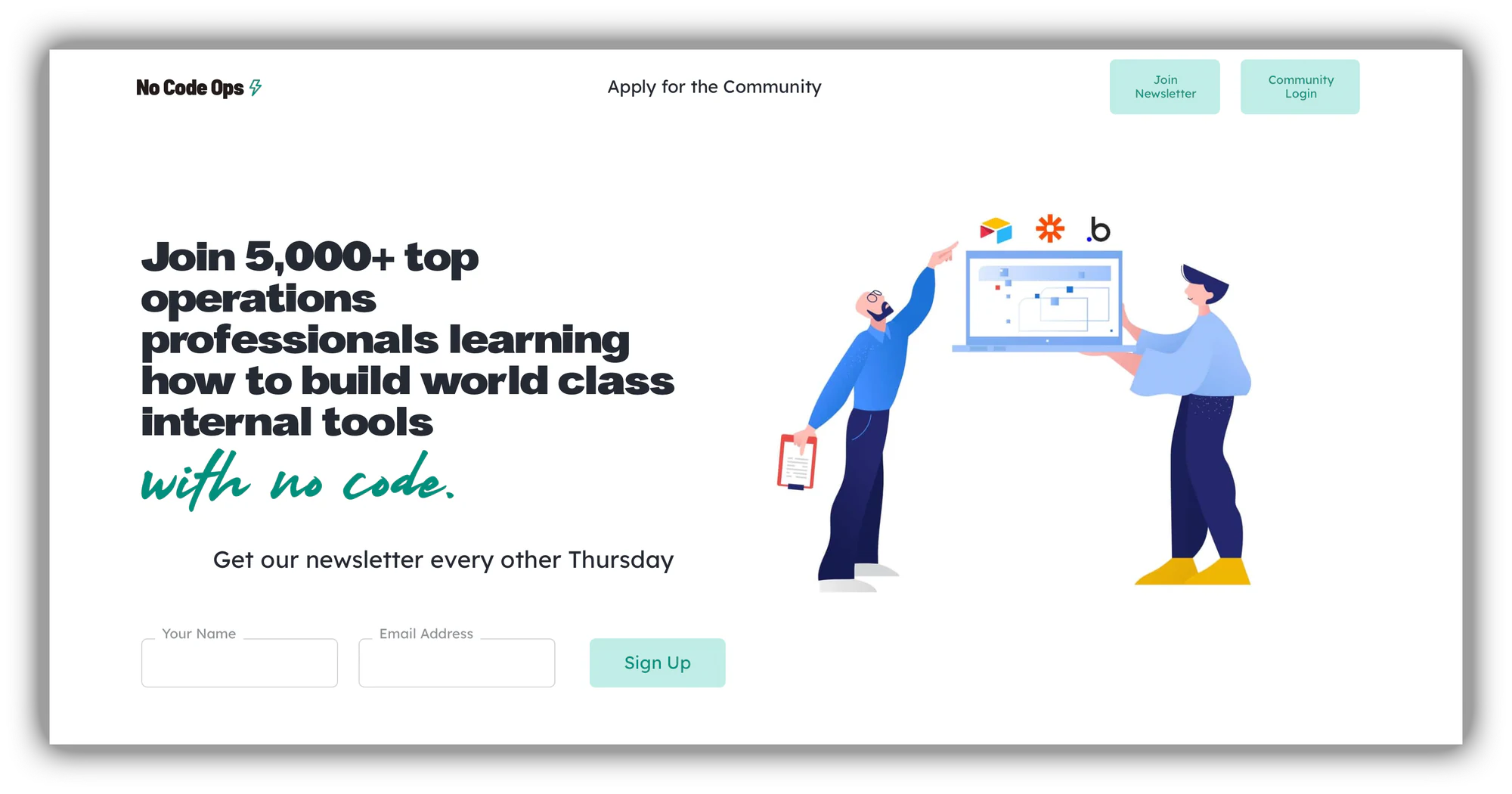 No Code Ops community homepage for operations professionals