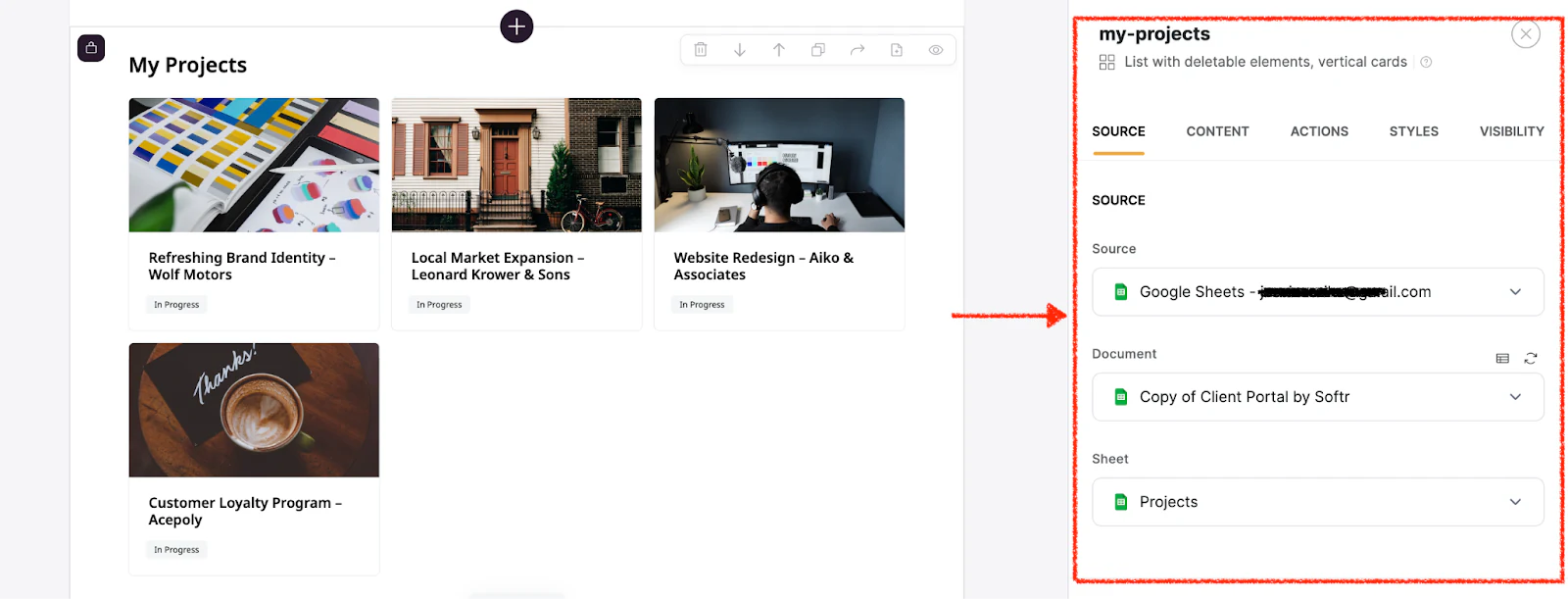 Building and customizing a Softr app in the drag-and-drop editor