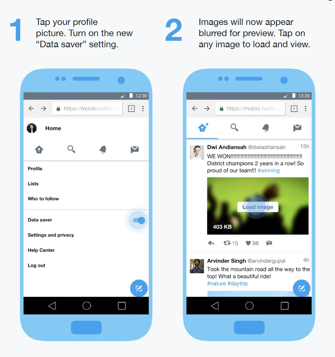 Twitter Lite (now X) progressive web app on mobile