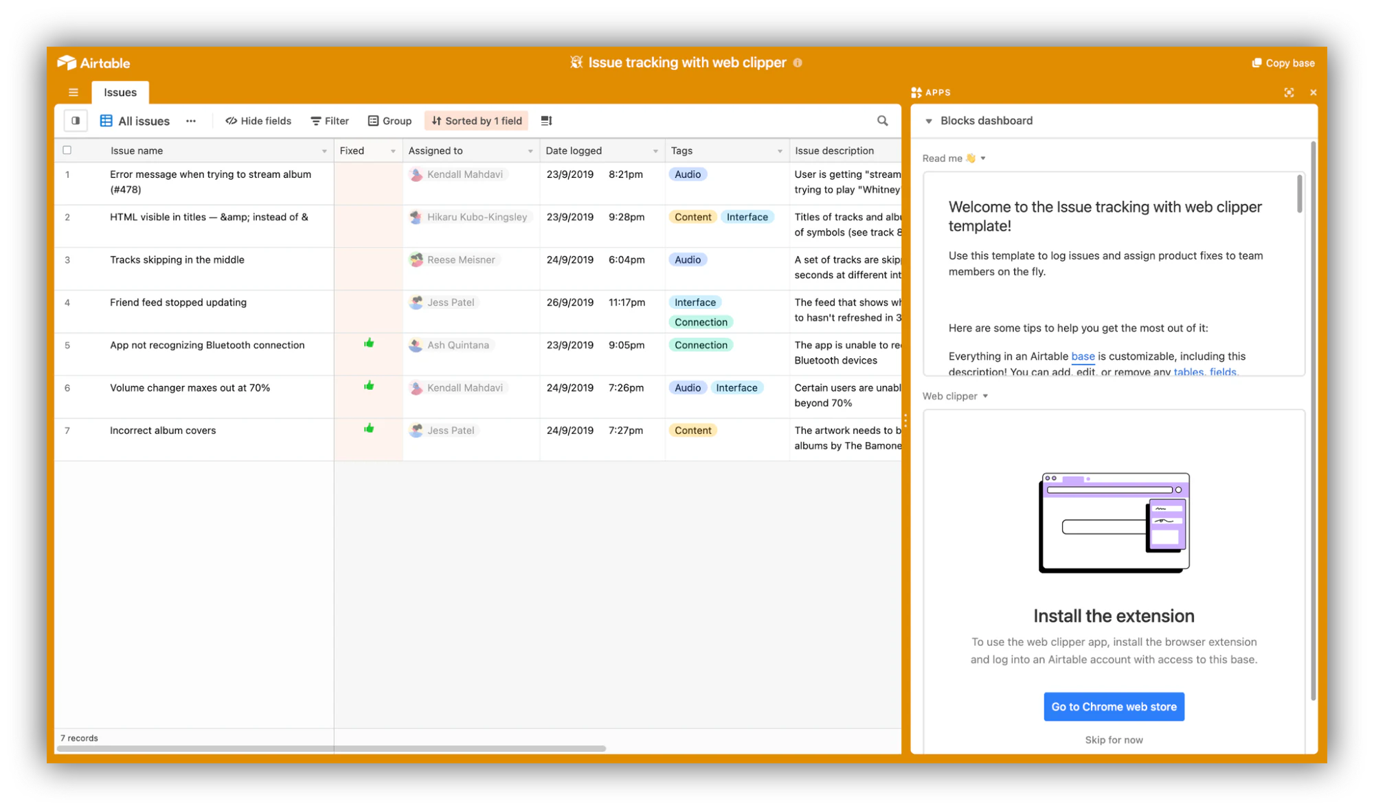 Issue tracking with Airtable