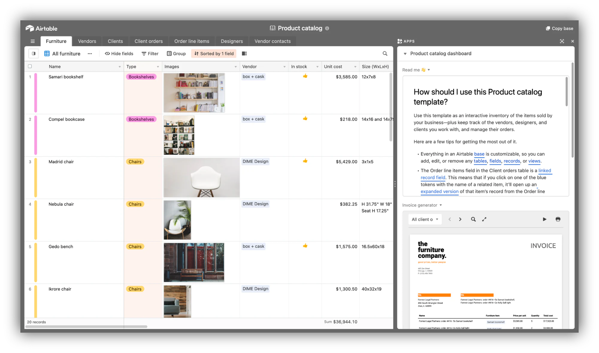 Product catalog