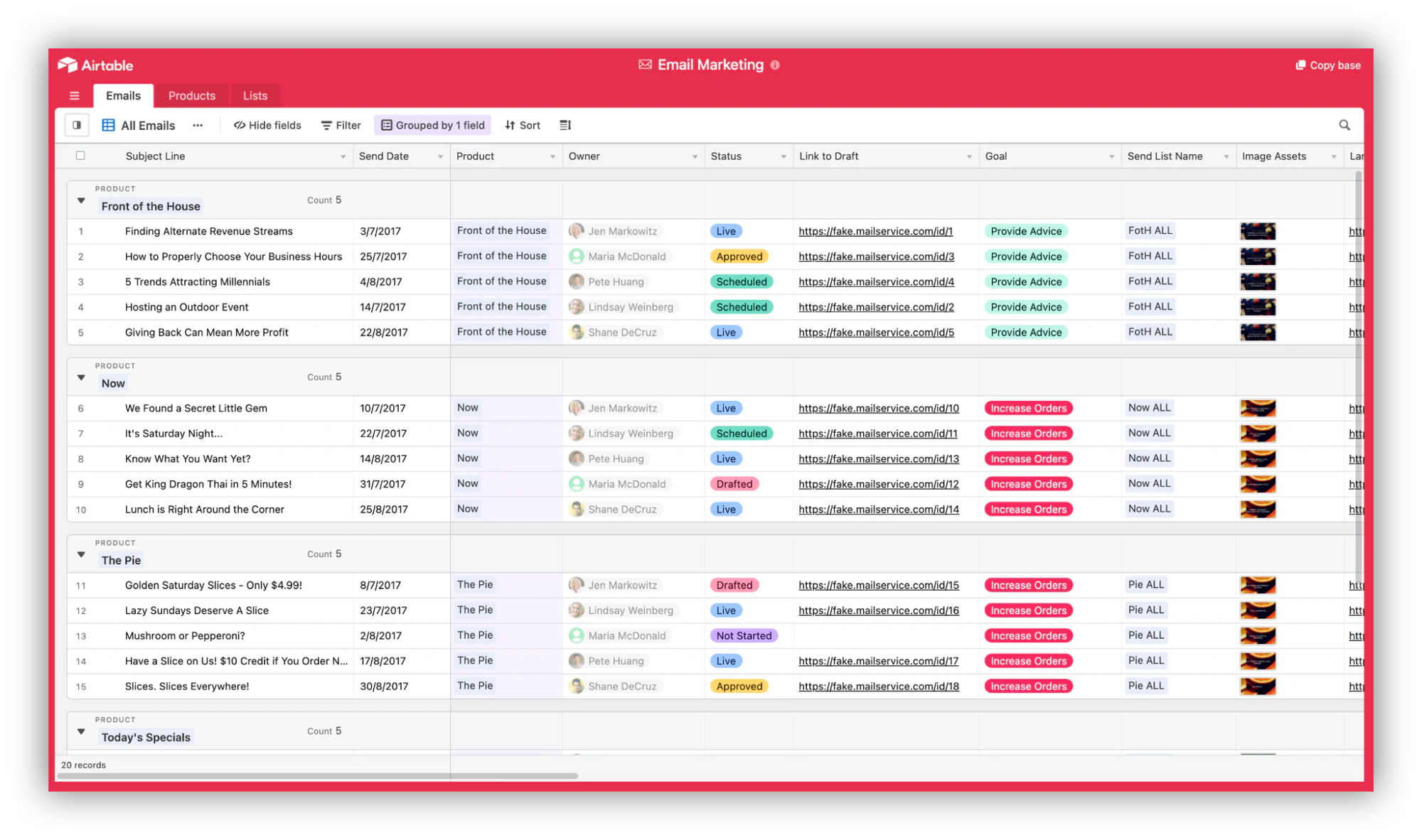 email marketing with Airtable