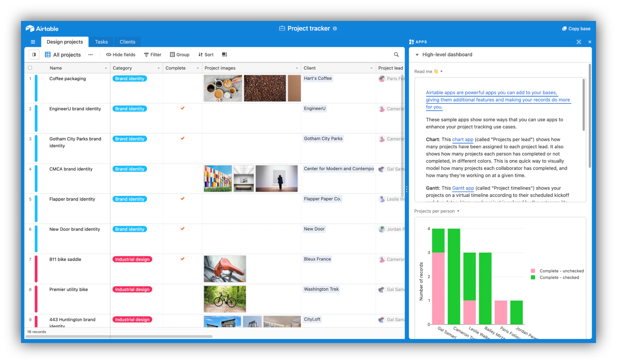 Project tracking with Airtable